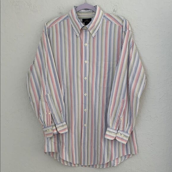 Tommy Hilfiger Classic Fit Striped Long Sleeve Multicolor Men's Shirt Size M - Picture 2 of 8